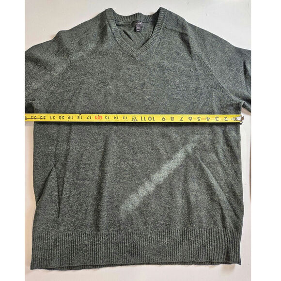 J Crew V Neck Sweater Men's Size XL Tall Gray 100% Lambs Wool Long Sleeve - Picture 3 of 4